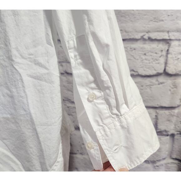 J. Crew White Long Sleeves With Buttons V Neck Top PXS Lightweight Rounded Hem - Picture 4 of 6